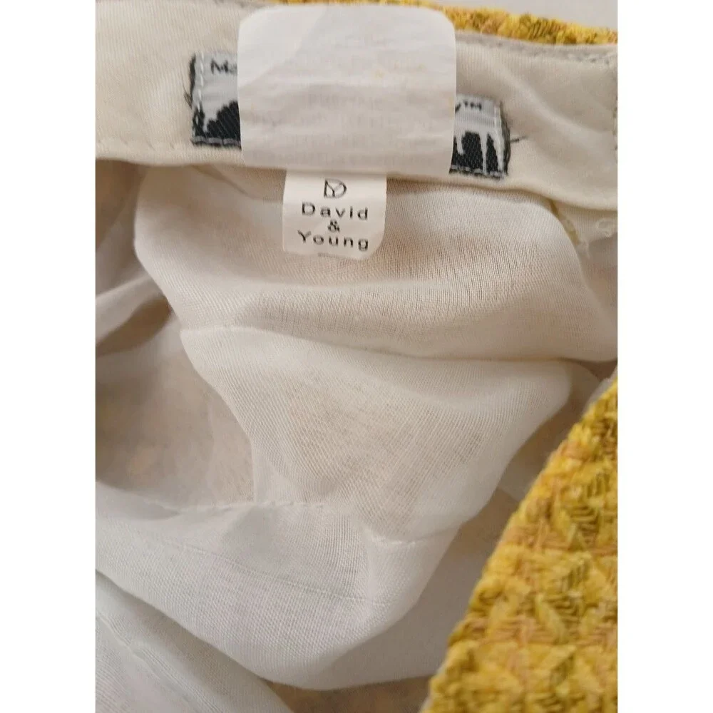 Manhattan Hat Co (David & Young) Yellow Woven Diamond Newsboy Hat/Cap-EXCELLENT!